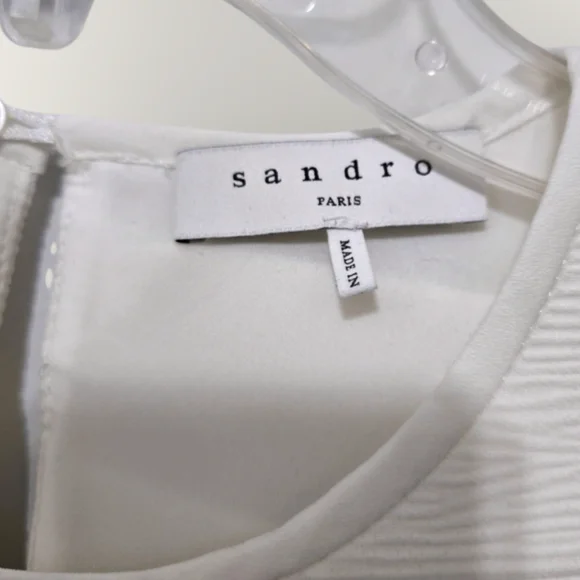Sandro Paris White Laurena Mini Dress Size 38/US 6 Pleated Ruffle EUC - Picture 9 of 16